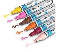 Schneider Paint-It 320 Acrylic Marker Set 3 (4 mm Round tip, high Coverage, Brilliant Colour, for Almost All Surfaces) 6 Pieces