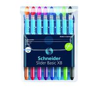 Schneider Slider Basic XB (Extra Broad), Ballpoint Pen, Wallet Set of 8 Pens, Assorted Colors (151298)