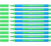 Schneider Slider Edge Ballpoint Pens with Cap Model M Pack of 10 / Cyan and Green Barrel / Green Ink