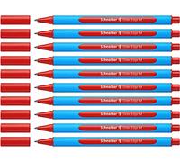Schneider Slider Edge Ballpoint Pens with Cap Model M Pack of 10 / Cyan and Red Barrel / Red Ink