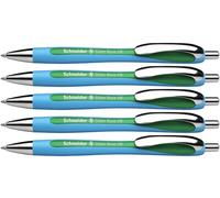 Schneider Slider Rave XB 132504 Ballpoint Pen (Pack of 5) Green | Ink: Green, Viscoglide technology for long texts without dropouts at school, university and work, indelible
