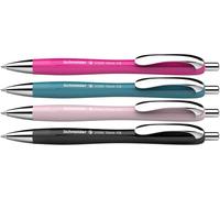 Schneider Slider Rave XB 132564 Ballpoint Pen (Limited Special Edition, 1x Black, Power Pink, Teal, Pearl, Made in Germany) Pack of 4, Ink Colour: Blue