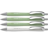 Schneider Slider Rave XB 132664 Ballpoint Pen (Limited Special Edition, 3x Organic Green, 1x Silver Grey, Made in Germany) Pack of 4, Ink Colour: Blue
