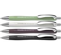 Schneider Slider Rave XB 132684 Ballpoint Pen (Limited Special Edition, 1x Organic Green, Silver Grey, Plum, Black, Made in Germany) Pack of 4, Ink Colour: Blue