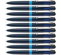 Schneider Take 4 Ballpoint Pens Multicolour (4 Colours, Refills able, Recycled Plastic) Dark Blue/Light Blue, Pack of 10