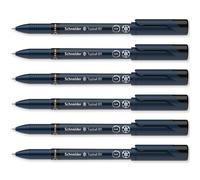 Schneider Topball 811 Rollerball Pen 0.5mm Refillable, Black Ink Pack of 6
