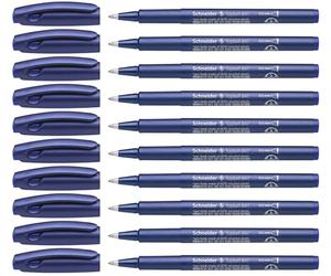Schneider Topball 847 Ink Roller Pen with Solid Metal Tip 0.5 mm Blue Pack of 10