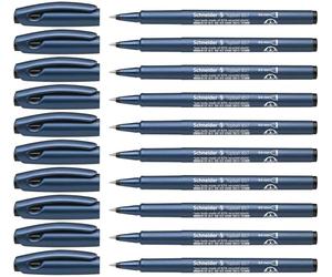 Schneider Topball 857 Ink Roller Pen with Solid Metal Tip 0.6 mm, Black (Pack of 10)