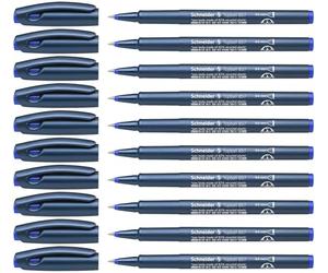 Schneider Topball 857 Ink Roller Pen with Solid Metal Tip 0.6 mm Blue Pack of 10