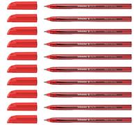 Schneider Vizz 102202 Ballpoint Pen for Easy and Quick Writing - Colour Ink Barrel - Medium Line Width - Red (Pack of 10)