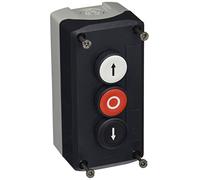 'Schneider xald324e Harmony Box with 3 Buttons Push Buttons, 22 mm Diameter of the button, white "Up Arrow" 1 NO + 1 nc-rojo "or" 1 NO + 1 nc-negro "Down Arrow 1 NO + 1 NC