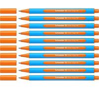 Schneider XB Slider Edge Ballpoint Pens with Cap Pack of 10 / Orange / Cyan Blue Barrel