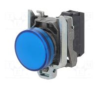 Schneider Electric Harmony XB4 - Pilot Indicator Light, Metal, Plain Lens, Integral LED, Industrial Control, 24 V AC/DC, XB4BVB6, Blue