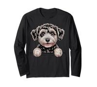 Schnoodle Cute Peeking Schnauzer Poodle Mix Dog Lover Long Sleeve T-Shirt