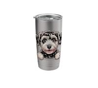 Schnoodle Cute Peeking Schnauzer Poodle Mix Dog Lover Stainless Steel Insulated Tumbler