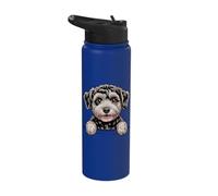 Schnoodle Cute Peeking Schnauzer Poodle Mix Dog Lover Stainless Steel Insulated Water Bottle