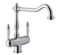 SCHOCK Aquapura Style Three-Way Kitchen Mixer Tap for Filtered Water with Separate Inner Spout, 90° Saving, Chrome-Plated Brass, Can Be Combined with Sinks, Made in Italy