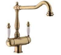SCHOCK Aquapura Style Three-Way Kitchen Mixer Tap for Filtered Water with Separate Inner Spout, 90° Saving, Bronzed Brass, Combinable with Sinks, Made in Italy