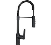 SCHOCK | Aquasoft T Single Lever Mixer with Spring Spout and Swivel Rod, Pull-Out Double Jet Shower, All Black, h495