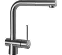 SCHOCK® Laios Kitchen Tap Solid Stainless Steel I High Pressure Tap with Extendible Hose Spray I 360° Swivel I Solid Stainless Steel I Single Lever Mixer Tap Standard Connections I Height 285 mm