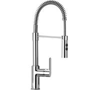 SCHOCK | New Aquasoft Single Lever Mixer with Spring Spout and Swivel Rod, Pull-Out Hand Shower and Double Jet, Chrome, h495
