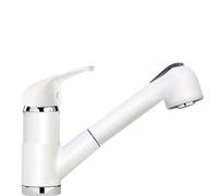 SCHOCK | Omega Mixer with Single Lever Shower with Swivel Spout, Pull-Out Double Jet Shower, Absolute White, h177.5