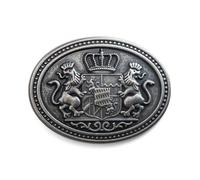 Schöneberger Trachten Couture Belt Buckle Deer, Bavaria & Coat of Arms, Interchangeable Buckle for 40 mm Belt - Buckle, Buckle for Traditional Belt, Bavaria/antique silver, One Size