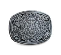 Schöneberger Trachten Couture Belt Buckle Deer & Coat of Arms, Interchangeable Buckle for 40 mm Belt - Lederhosen Costume Buckle Bavaria for Costume Belt, Crest / Antique Silver, One Size
