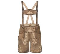 Schöneberger Trachten Couture Children's Vintage Leather Trousers - Traditional Bavarian Genuine Leather Traditional Trousers with Braces - for Oktoberfest, Michi, Antique brown, 170