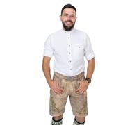 Schöneberger Trachten Couture Men's Leather Trousers Short Original Antique Wild Bock Costume Trousers for Oktoberfest, Green Embroidery, Grey/brown (sand-stained), 48