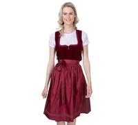 Schöneberger Trachten Couture Velvet Dirndl Bordeaux, Elegant Women's Velvet Dirndl Red with Apron, Fitted Dirndl Knee-Length for Oktoberfest Katharina, red, 36