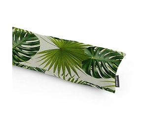 SCHÖNER LEBEN. Draught Excluder Digital Print Palm Trees Leaves White Green Various Sizes Selection 110 cm Length