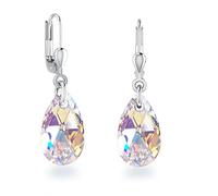 Schöner-SD 925 Sterling Silver Dangle Crystal Drop Earrings Crystal Aurora Borealis