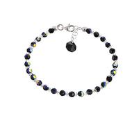 Schöner-SD Bracelet made of sparkling 4mm crystal beads and 925 silver clasp Jet AB - Black