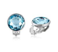 Schöner-SD Women's Clip Earrings Stainless Steel 10 mm Round Crystal Stones, Mittel, Glass, No Gemstone