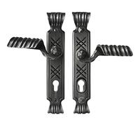 SCHÖSSWENDER Alpina Door Handle Set Rustic with Long Plate PZ 92 TS 70 mm Black Passivated Painted Steel