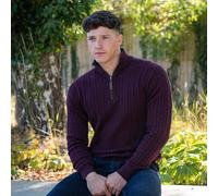 Schoffel Mens Calton Cotton Cashmere Cable 1/4 Zip Jumper - Dark Red - Size: X Large