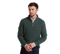 Schoffel Mens Calton Cotton Cashmere Cable 1/4 Zip Jumper - Green - Size: Small