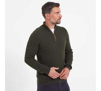Schoffel Mens Cotton/Cashmere Cable Knit 1/4 Zip Jumper - Dark Green - Size: Large