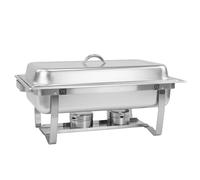 SCHOFIELD AND BLOOM 9.5L Stainless Steel Foldable Chafing Dish - Single Compartment Buffet Food Warmer Tray with Lid for Catering, Parties, Weddings, and Restaurants