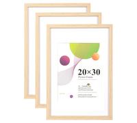 Scholar Tree 20x30 cm Oak Frame, 3 Pack 20x30 cm Picture Frame, With Stand Tabletop or Wall Hanging, Wooden Photo Frames with 6x8 Mount