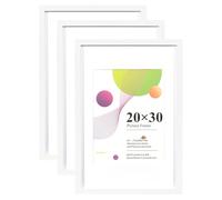 Scholar Tree 20x30 cm White Frame, 3 Pack 20x30 cm Picture Frame, With Stand Tabletop or Wall Hanging, Wooden Photo Frames with 6x8 Mount