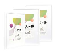 Scholar Tree 30x40 Picture Frame,3 Pack White,12x16 picture frame, Wooden Photo Frames with A4 Mount,with Wall Hanging