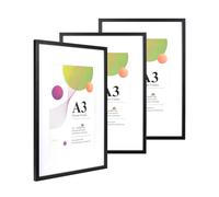Scholar Tree A3 Black Frame - 3 Pack A3 Picture Frame, Black Picture Frames 29.7 x 42cm, A3 Picture Frames with Wall Hanging, Wooden Photo Frames with A4 Mount