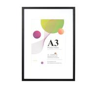 Scholar Tree A3 Frame - 1 Pack A3 Black Frame, Black Picture Frames 29.7 x 42 cm, Wooden Photo Frames with A4 Mount, A3 Picture Frames with Wall Hanging