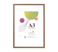 Scholar Tree A3 Frame - 1 Pack A3 Brown Frame, Brown Picture Frames 29.7 x 42 cm, Wooden Photo Frames with A4 Mount, A3 Picture Frames with Wall Hanging