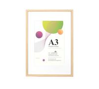 Scholar Tree A3 Frame - 1 Pack A3 Oak Frame, 29.7 x 42 cm, Wooden Photo Frames with A4 Mount, A3 Picture Frames with Wall Hanging