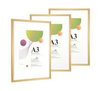 Scholar Tree A3 Picture Frame, 3 Pack Gold Photo Frame, A3 Frames 29.7 x 42cm