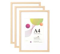 Scholar Tree A4 Oak Frame - 3 Pack Oak Picture 21 X 29.7 cm, A4 Picture Frames with Stand Tabletop or Wall Hanging, Wooden Photo with 6x8 Mount