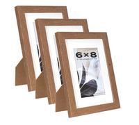 Scholar Tree Brown 8x6 Photo Frames Set of 3 - Wooden Picture Frames for Table Top and Wall Mounting with 6x4 Mat